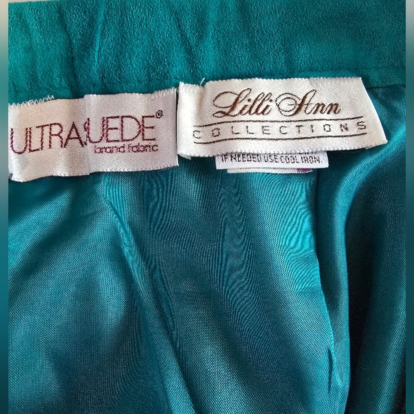 Small Vintage Teal Ultrasuede Midi Pencil Skirt Side Zip Walking Slit Lined EUC - Picture 3 of 6